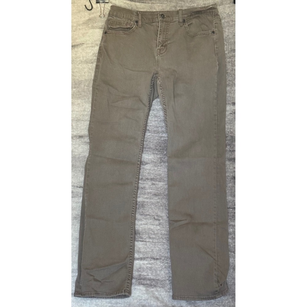 BKE Tyler Mens Khaki Straight Leg Stretch Jeans 34x36 ABS6642 Olive Tan